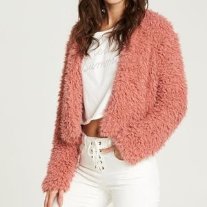 Billabong pink faux fur jacket